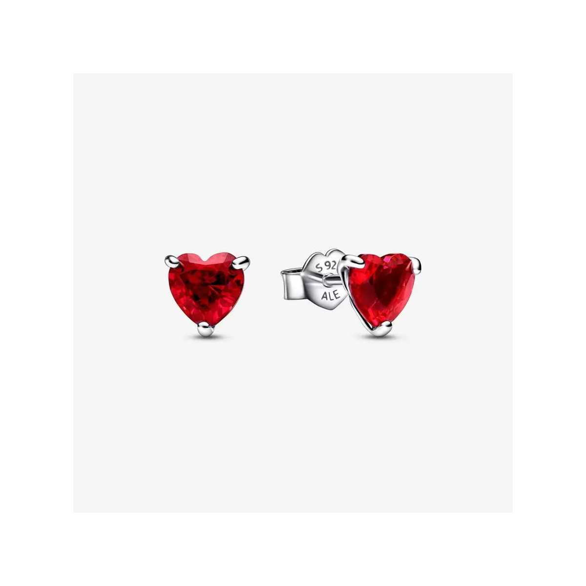 Pendientes Pandora de Botón Corazón Rojo 292549C01