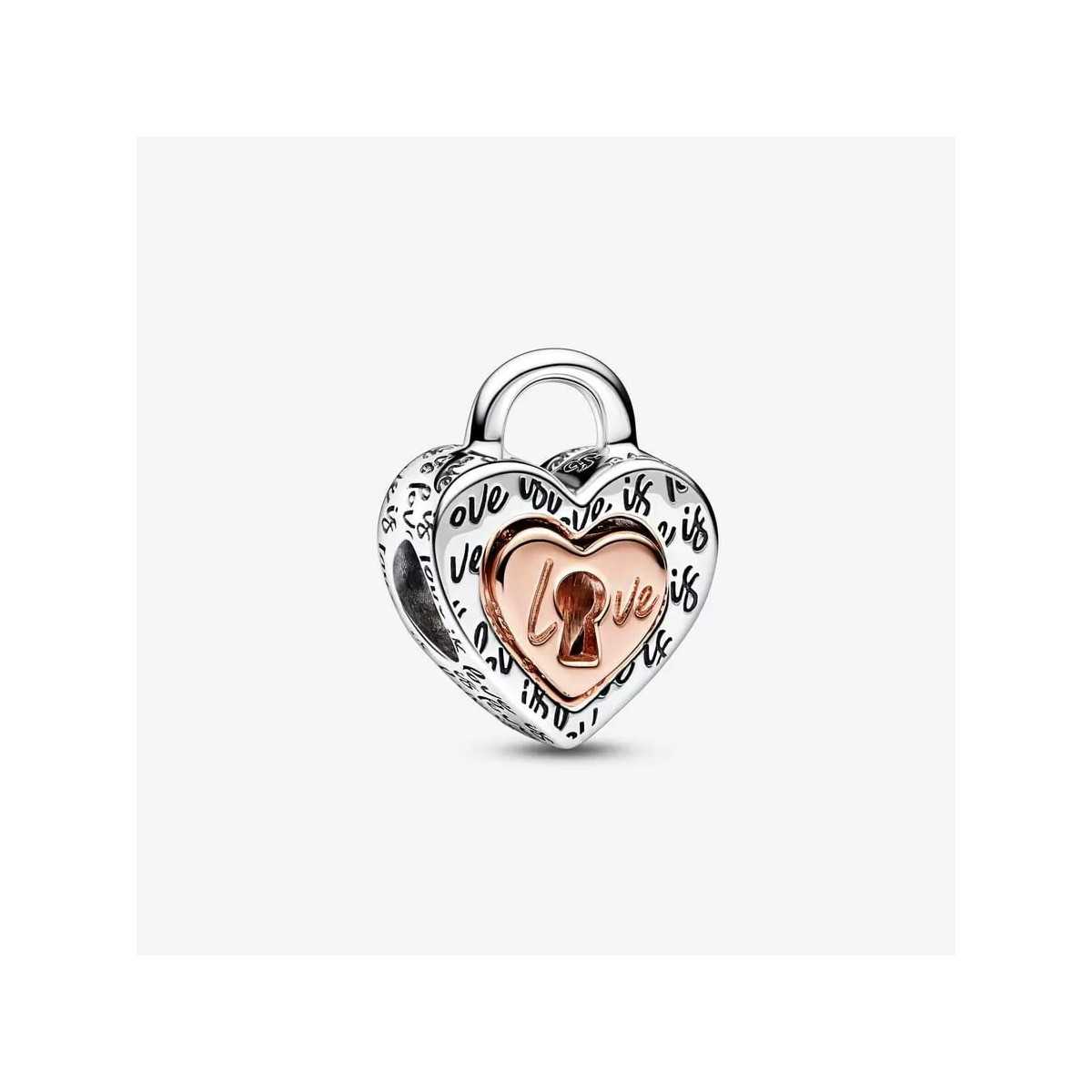 Charm Pandora Candado Corazón Divisible en Dos Tonos 782505C00
