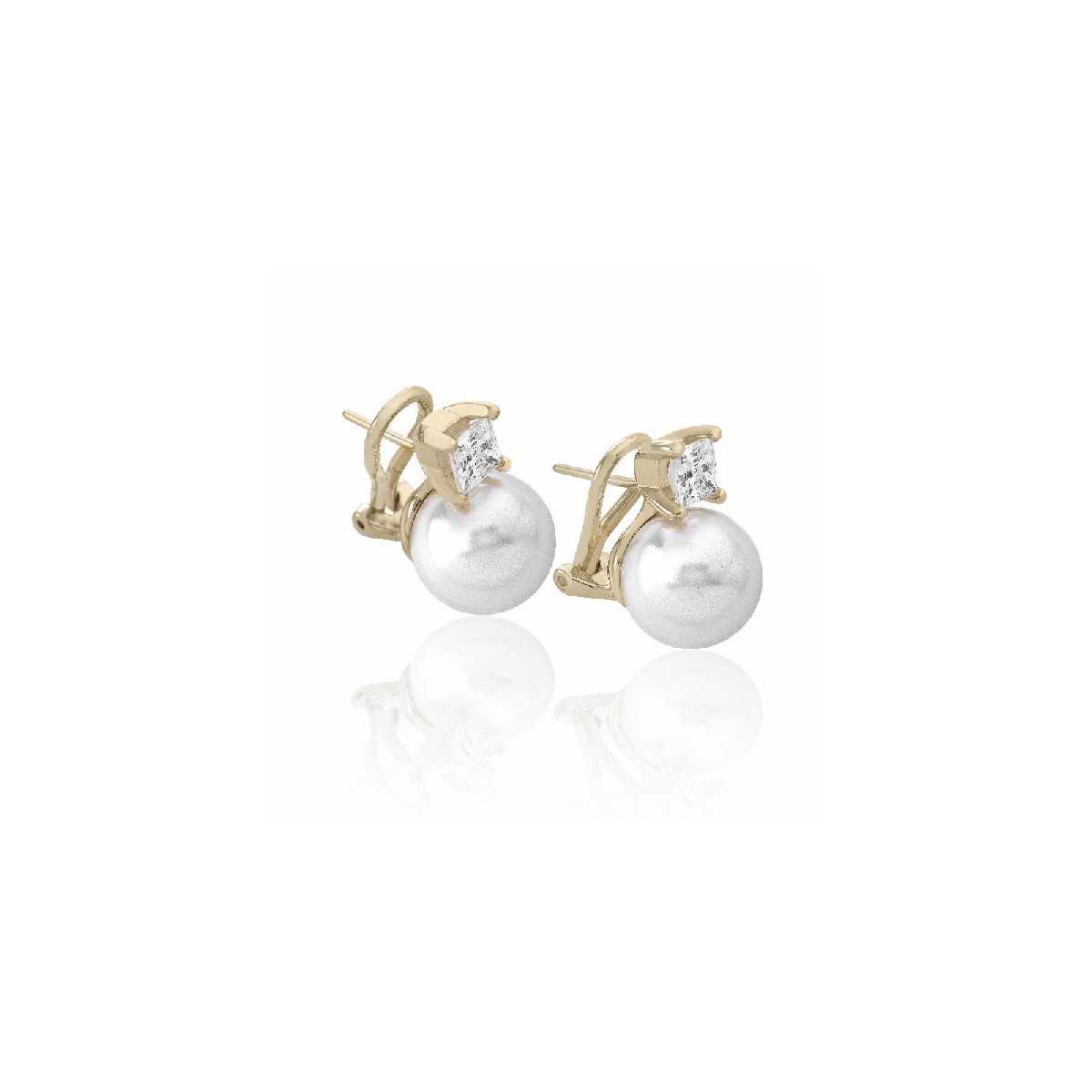 Pendientes Plata Chap Oro Circonit-Perla 153110110000101