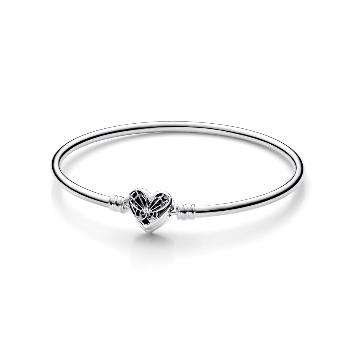 Pulsera Rígida Pandora Moments plata ley Corazón & Mariposa - 592593C01