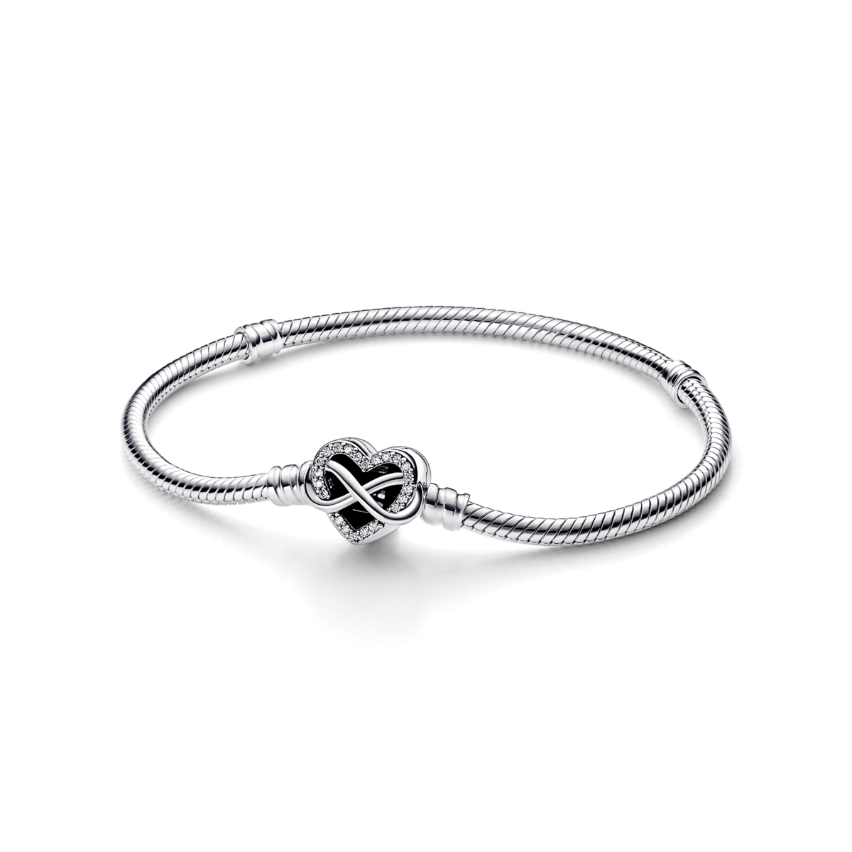 Pulsera Pandora Moments Cadena de Serpiente con Cierre Corazón Infinito Brillante - 592645C01