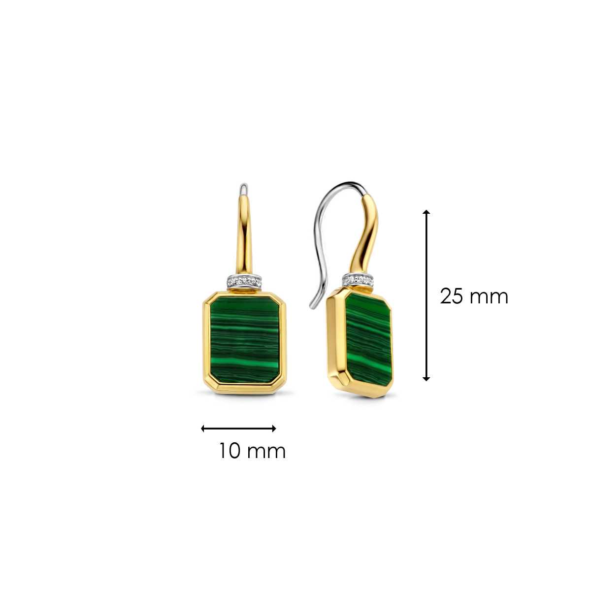 Pendientes TI SENTO Malaquita Rectangular 7859MA