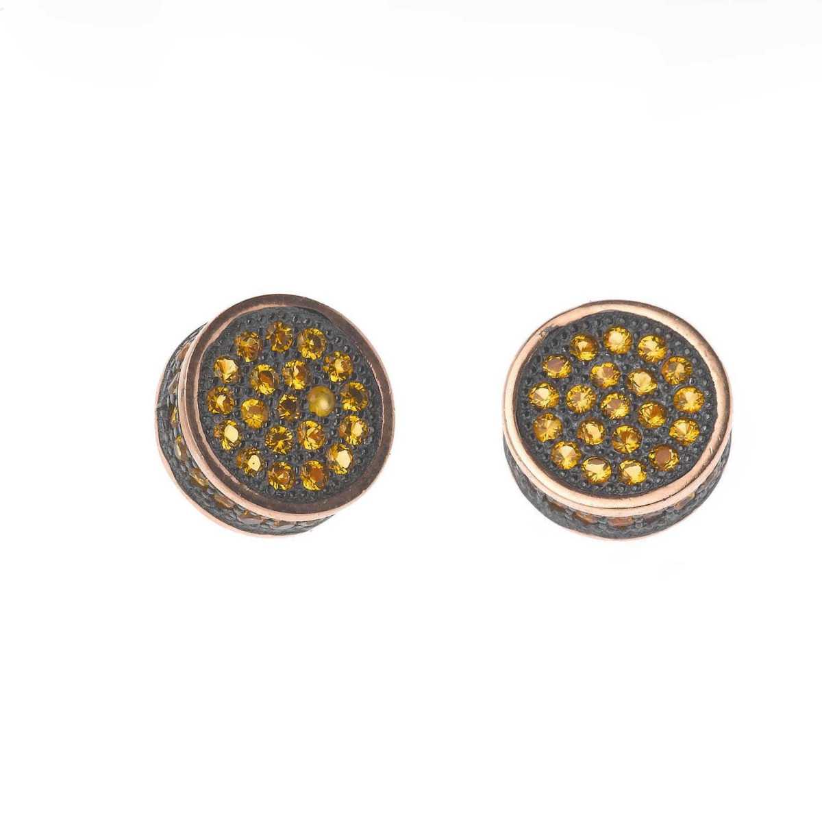 Pendientes Salvatore Plata chapado en rosa con circonitas champagne 151A0064