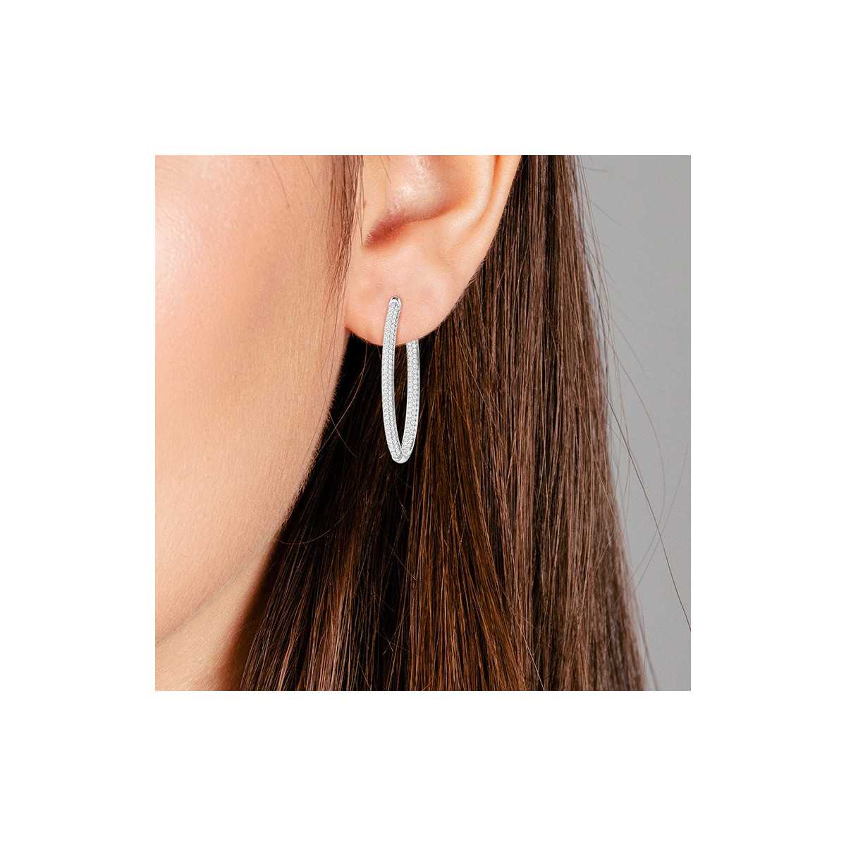 Pendientes Criollas Oro Blanco con Diamantes E4140408