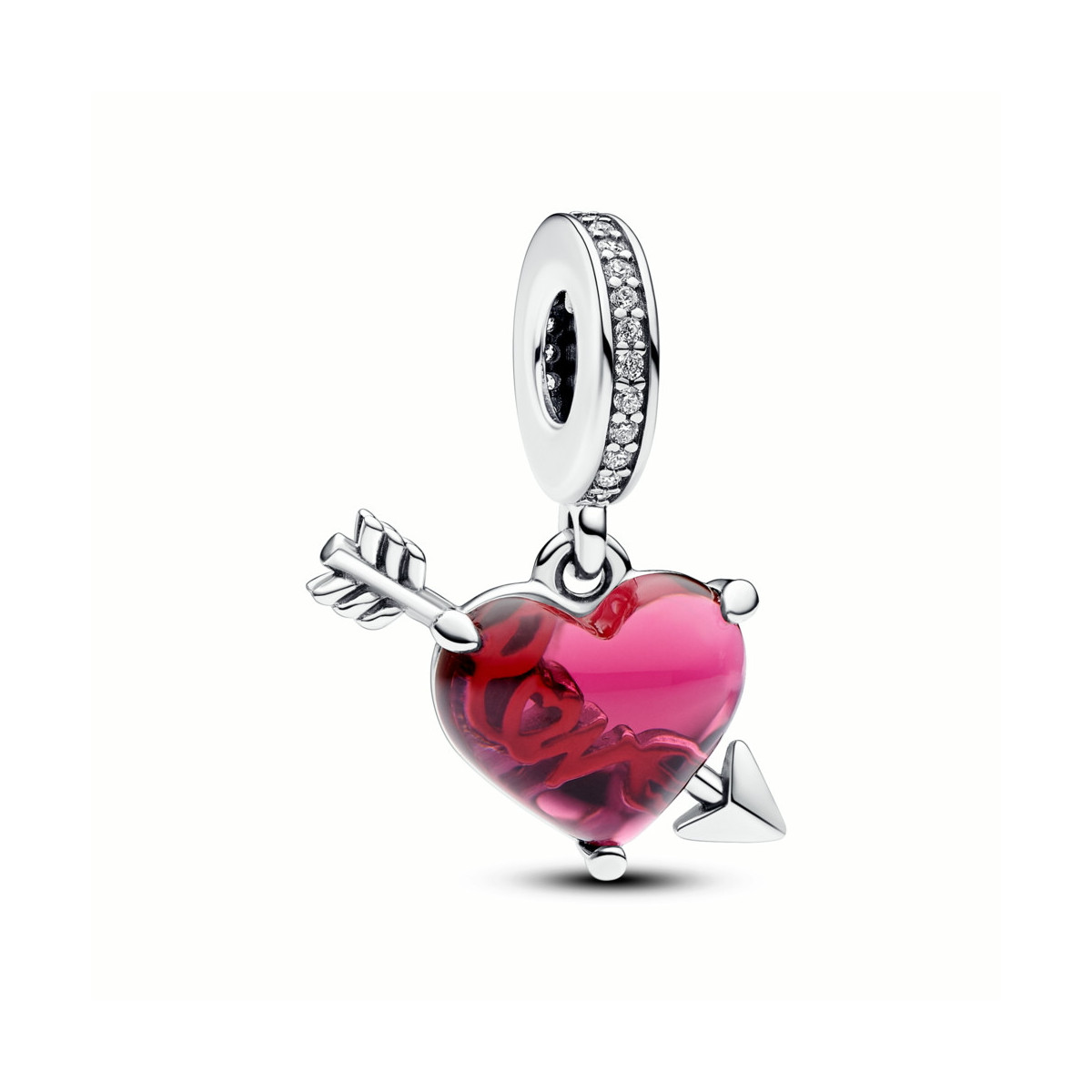 Charm Pandora Colgante de Cristal de Murano Corazón Rojo y Flecha 793085C01