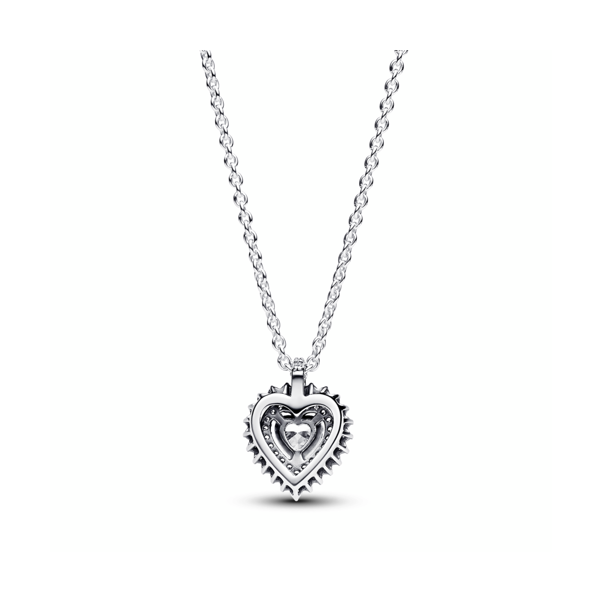 Collar Pandora en plata de ley Corazón Halo Brillante 393099C01-45