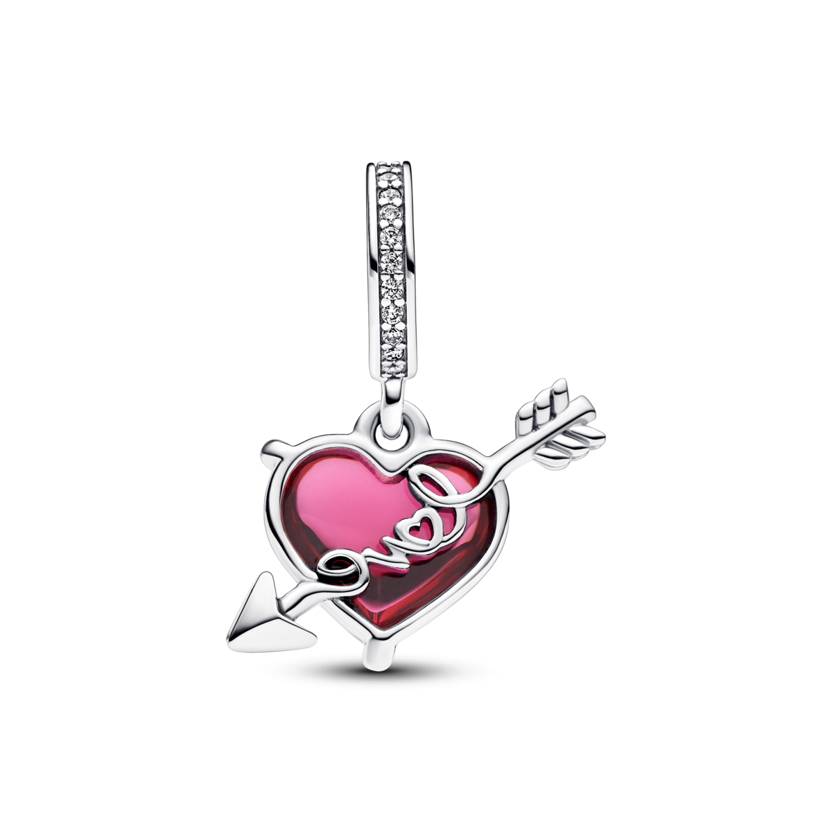 Charm Pandora Colgante de Cristal de Murano Corazón Rojo y Flecha 793085C01