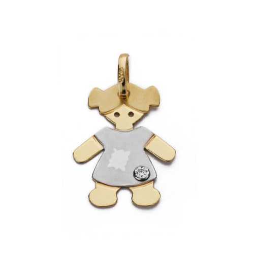 18K Colgante Oro Bicolor Niña 19X14 Mm