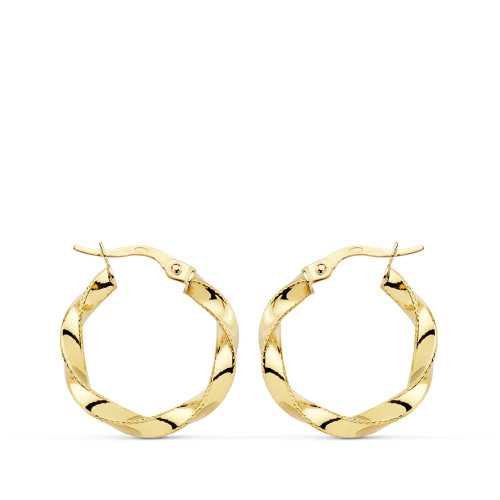 18K Aros Oro Amarillo Reliados Hilo 21X3 Mm