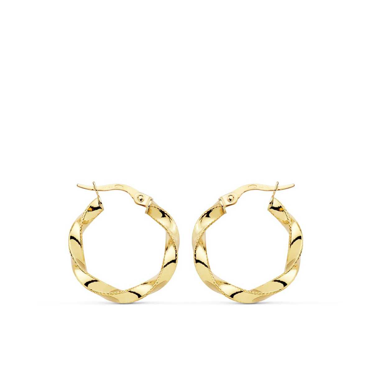 18K Aros Oro Amarillo Reliados Hilo 21X3 Mm