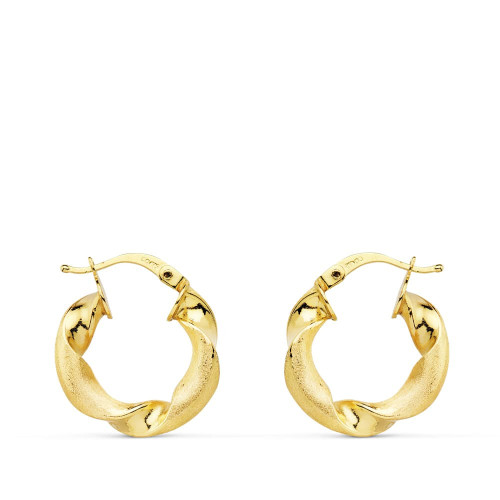 18K Aros Mate Y Brillo Huecos 18 Mm