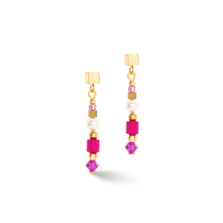 Pendientes Coeur De Lion Square Stripes oro-magenta 4355/21-0416