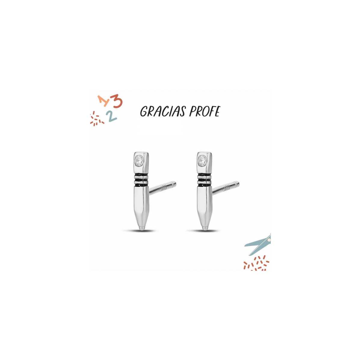 Pendiente de plata rodiado lápiz. Plateados 9120715
