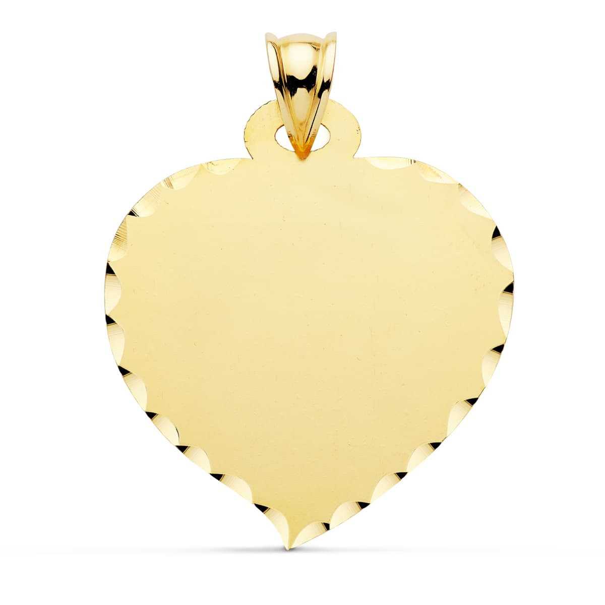 9K Chapa Corazon Oro Amarillo Grande 32X28 Mm