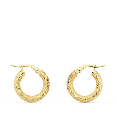 18K Aros Oro Amarillo Huecos Espiga 16X3 Mm