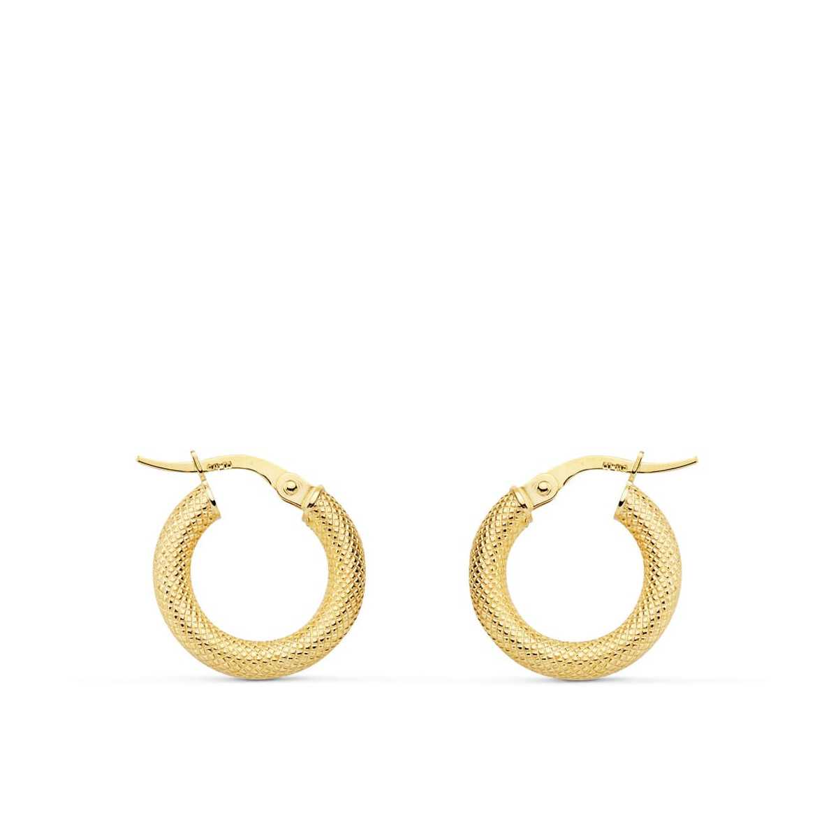 18K Aros Oro Amarillo Huecos Espiga 16X3 Mm