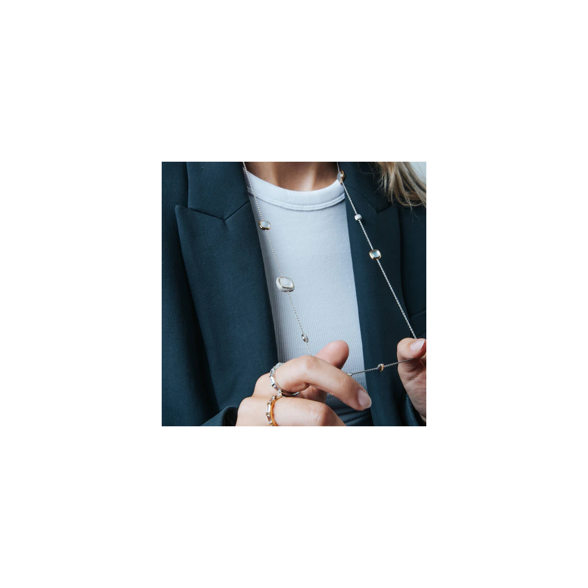 Collar TI SENTO de Plata con Nácar y Baño de Oro 34066MW/80