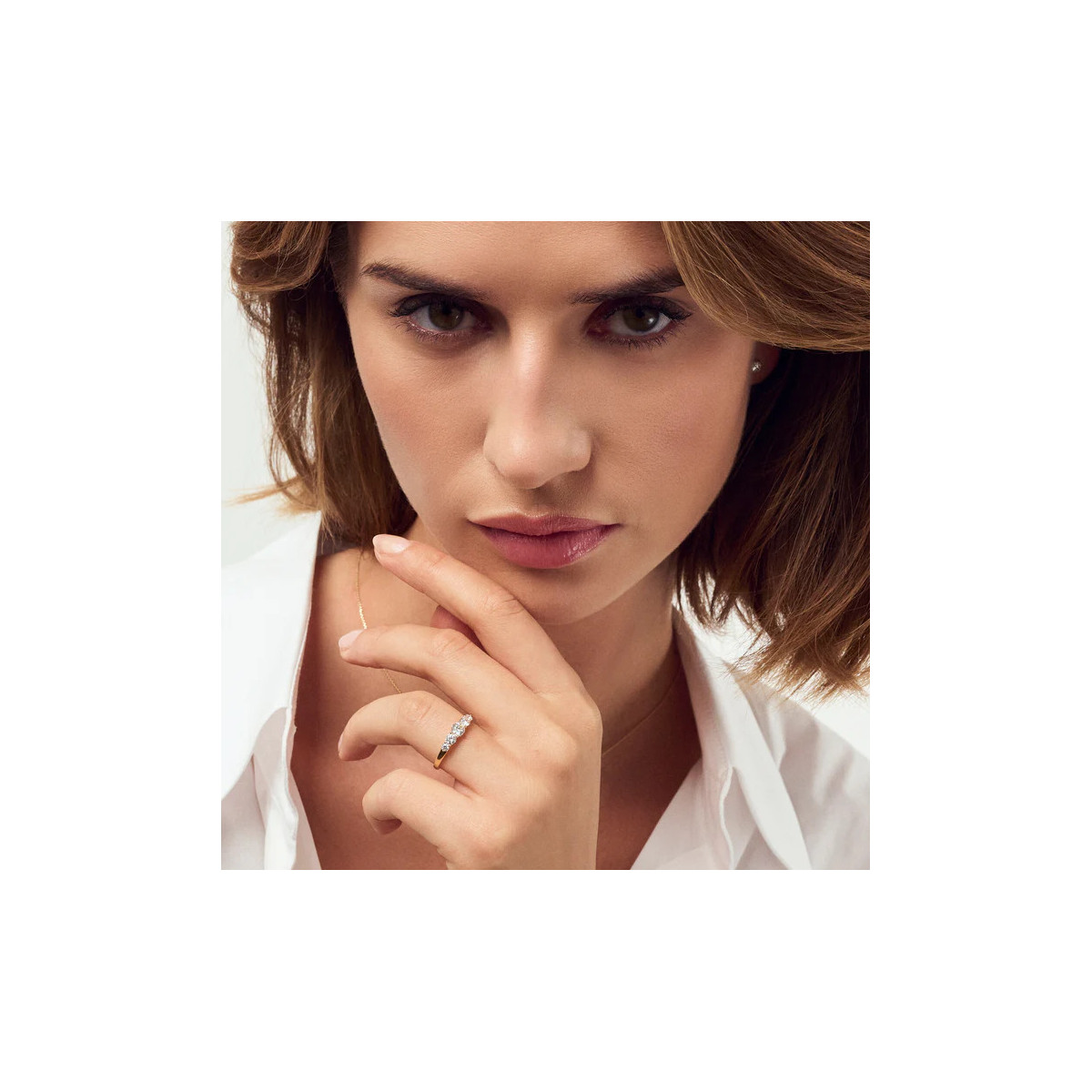 Anillo Tiara  – Diamantes Creados en Laboratorio SJ-R2520-WD-YG