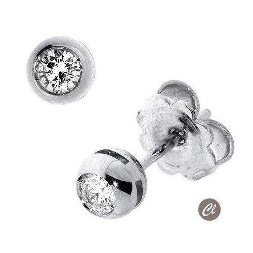 Pendientes de Presión en Oro Blanco con Brillantes 0.02 Ct BB S09025 02