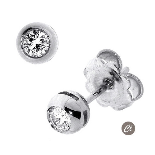 Pendientes de Presión en Oro Blanco con Brillantes 0.08 Ct BB S09025 08