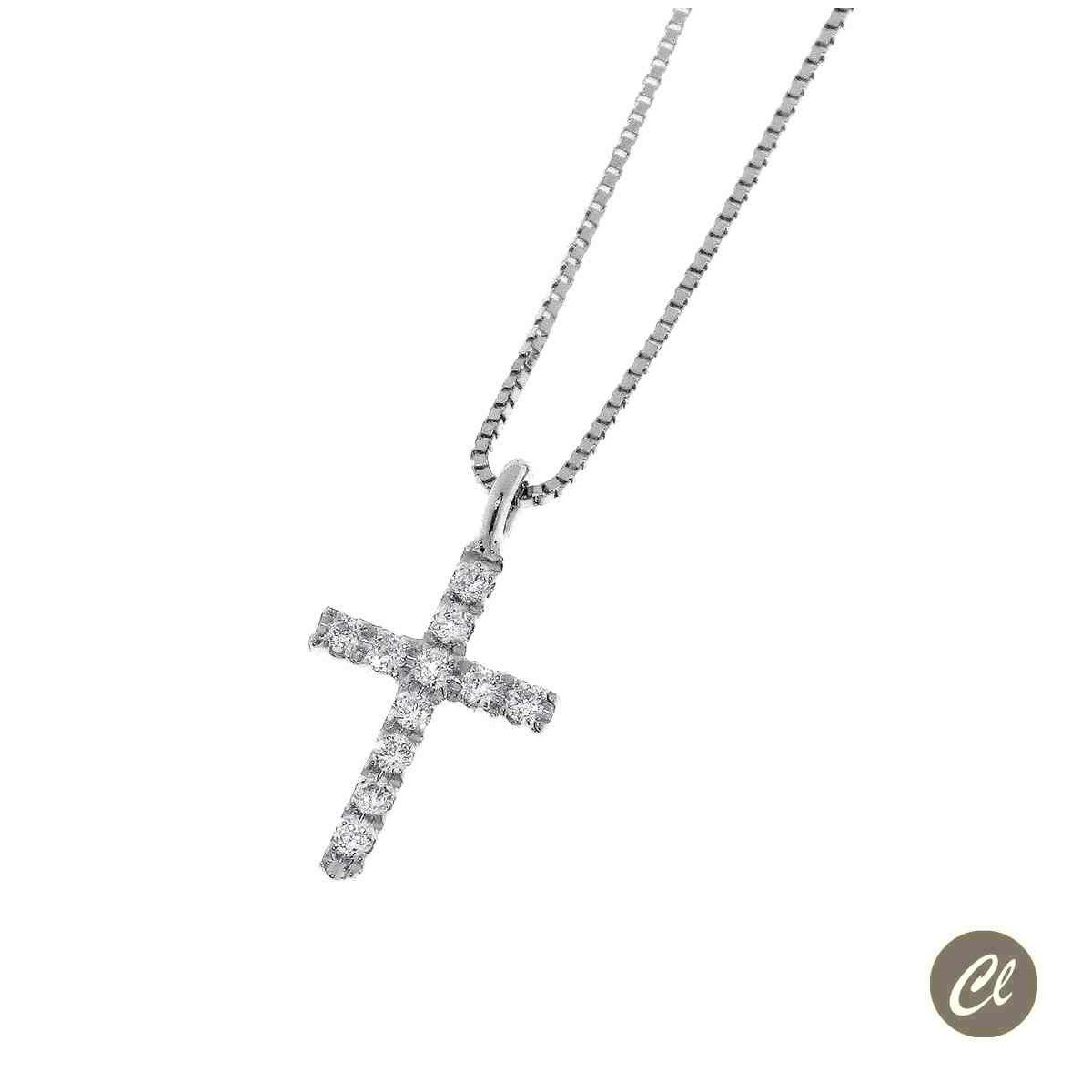 Cadena con Cruz de Oro y Diamantes 0.06 Ct CLN011325