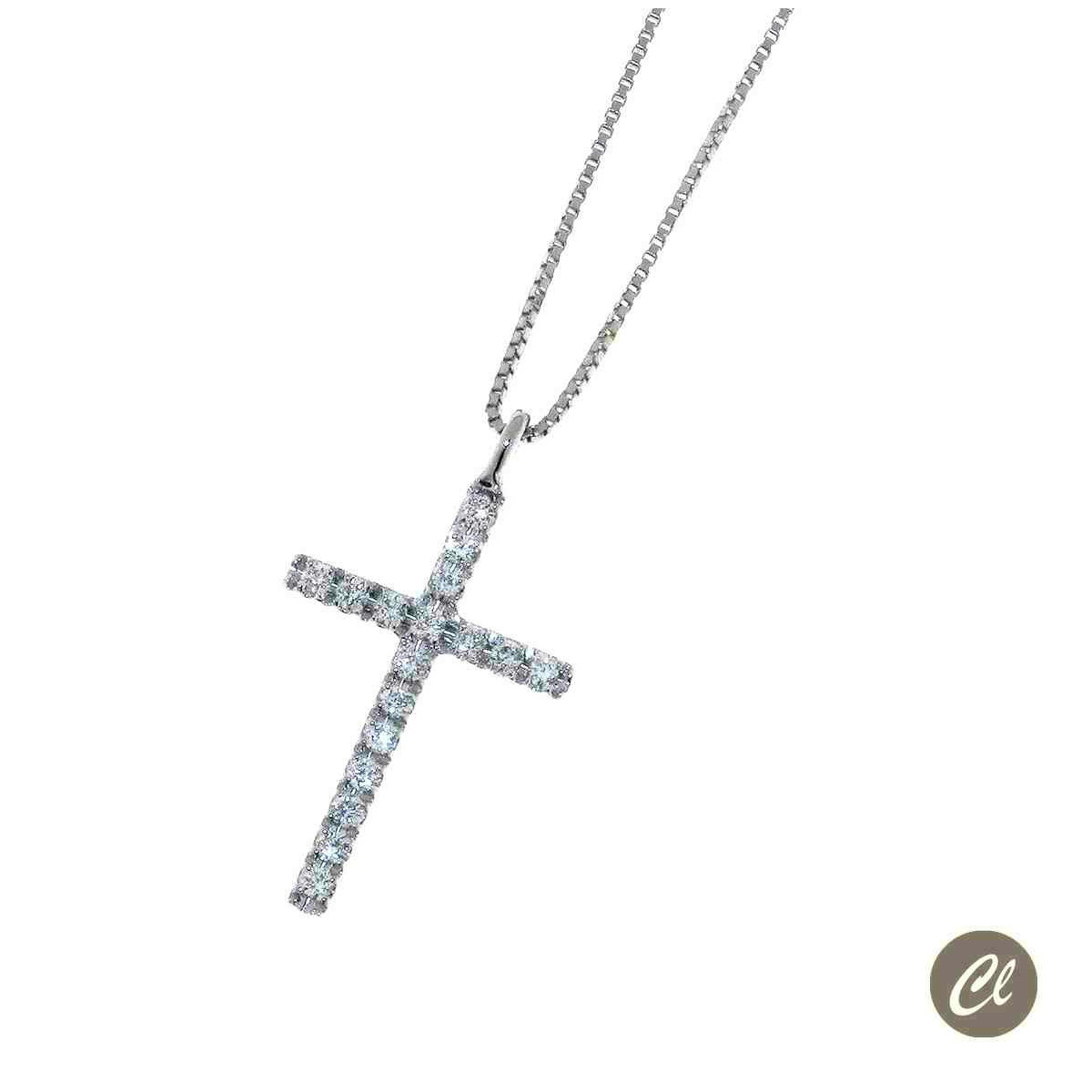 Cadena con Cruz de Oro y Diamantes 0.07 Ct CLN011350