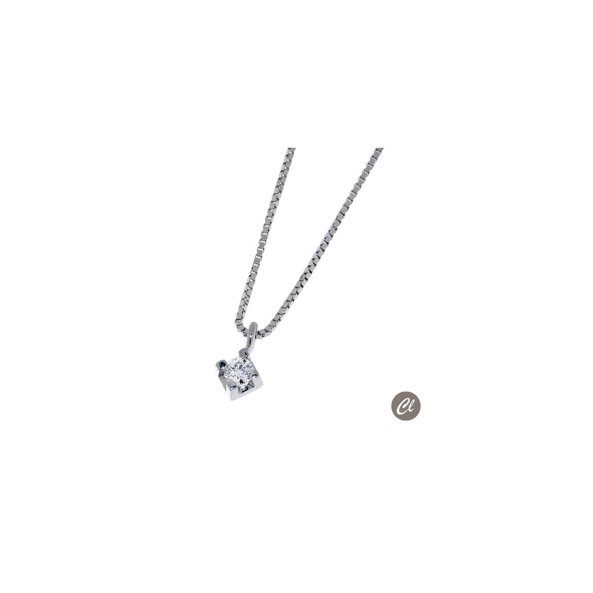 Colgante de Oro Blanco con Diamante en Garritas 0.03 Ct CLNS1131103