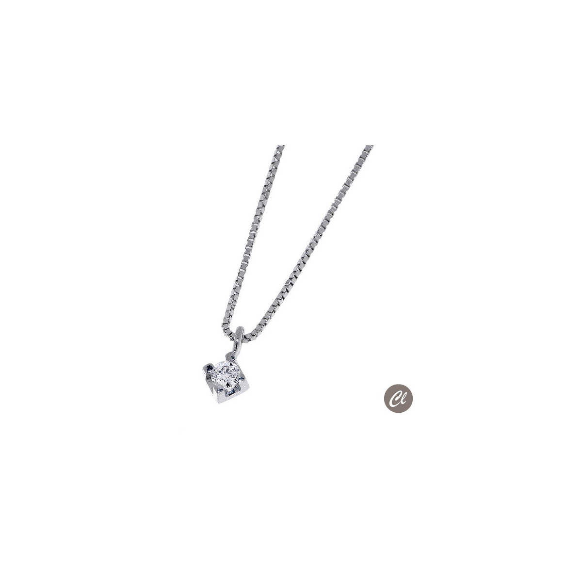 Colgante de Oro Blanco con Diamante en Garritas 0.04 Ct CLNS1131104