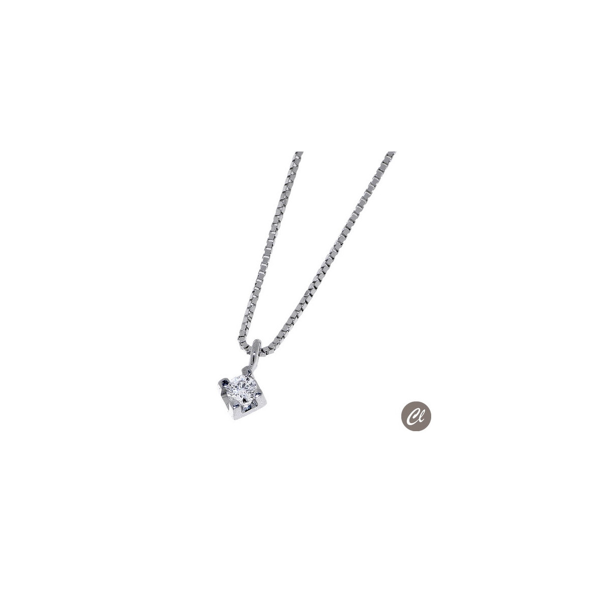 Colgante de Oro Blanco con Diamante en Garritas 0.05 Ct CLNS1131105