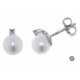 Pendientes en Oro Blanco con Brillantes y Perla BBB09034