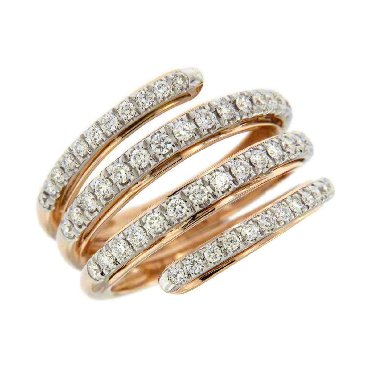 Anillo de Oro Ancho con 4 Líneas de Diamantes – 0,82 ct AA032222