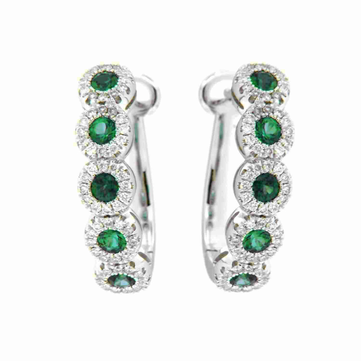 Pendientes Media Criolla en Oro Blanco con Diamantes y Tsavoritas BB009590SM