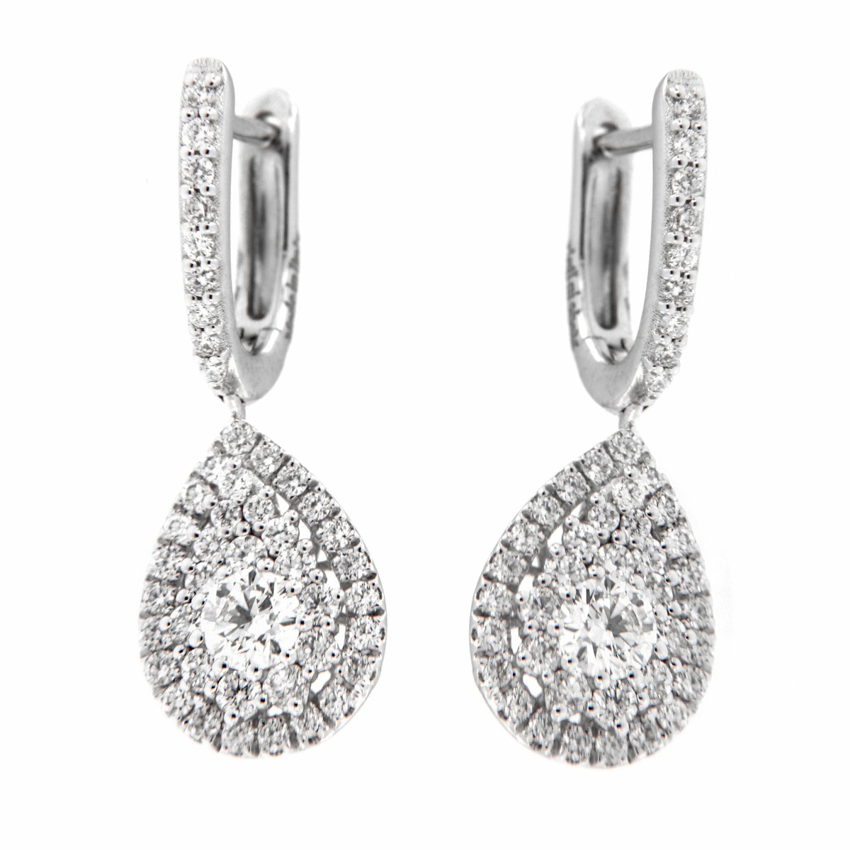 Pendientes en Oro Blanco con Lágrimas de Diamantes BB009292