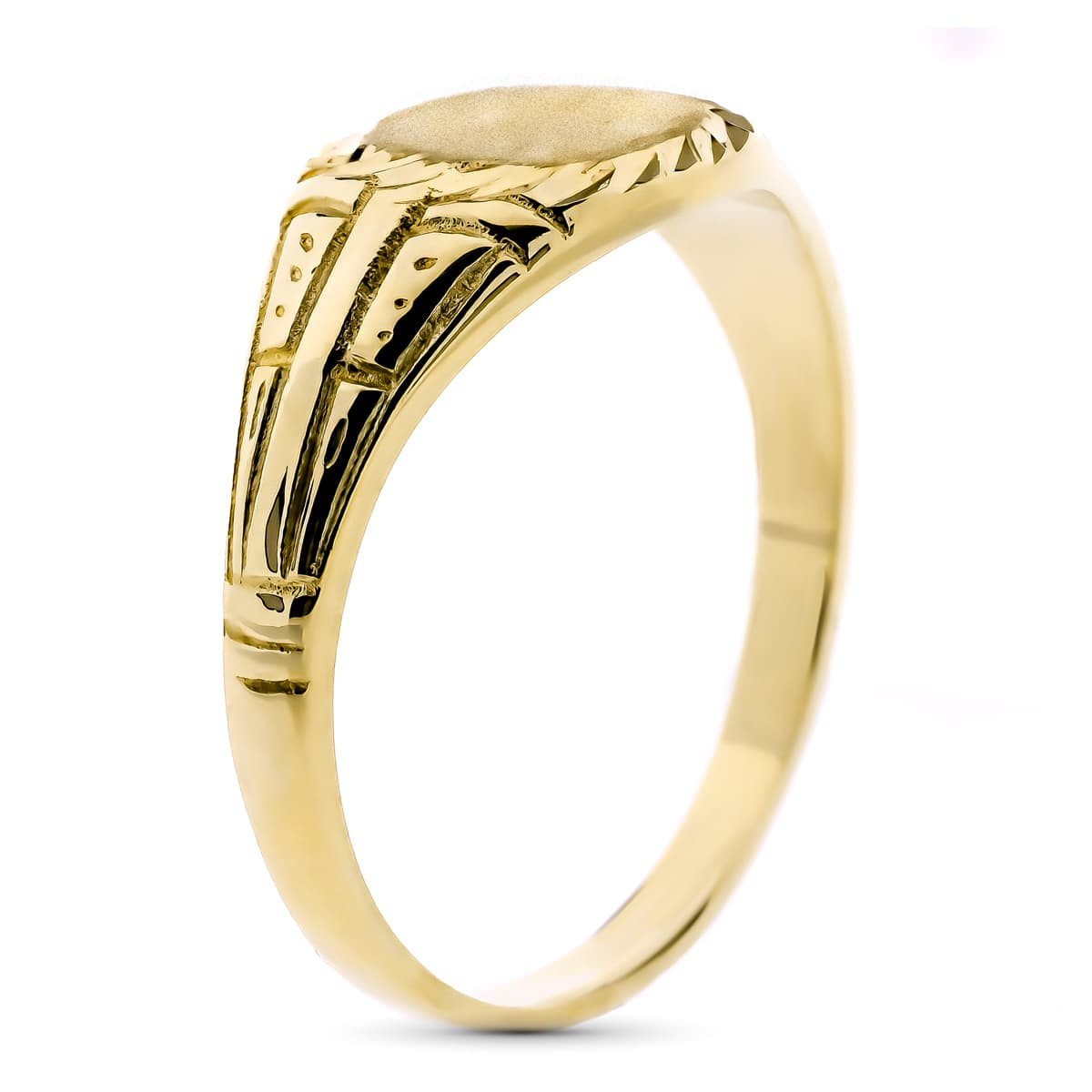 9K SELLO ORO AMARILLO MACIZO TALLADO ZONA GRABADO REDONDA 7 MM