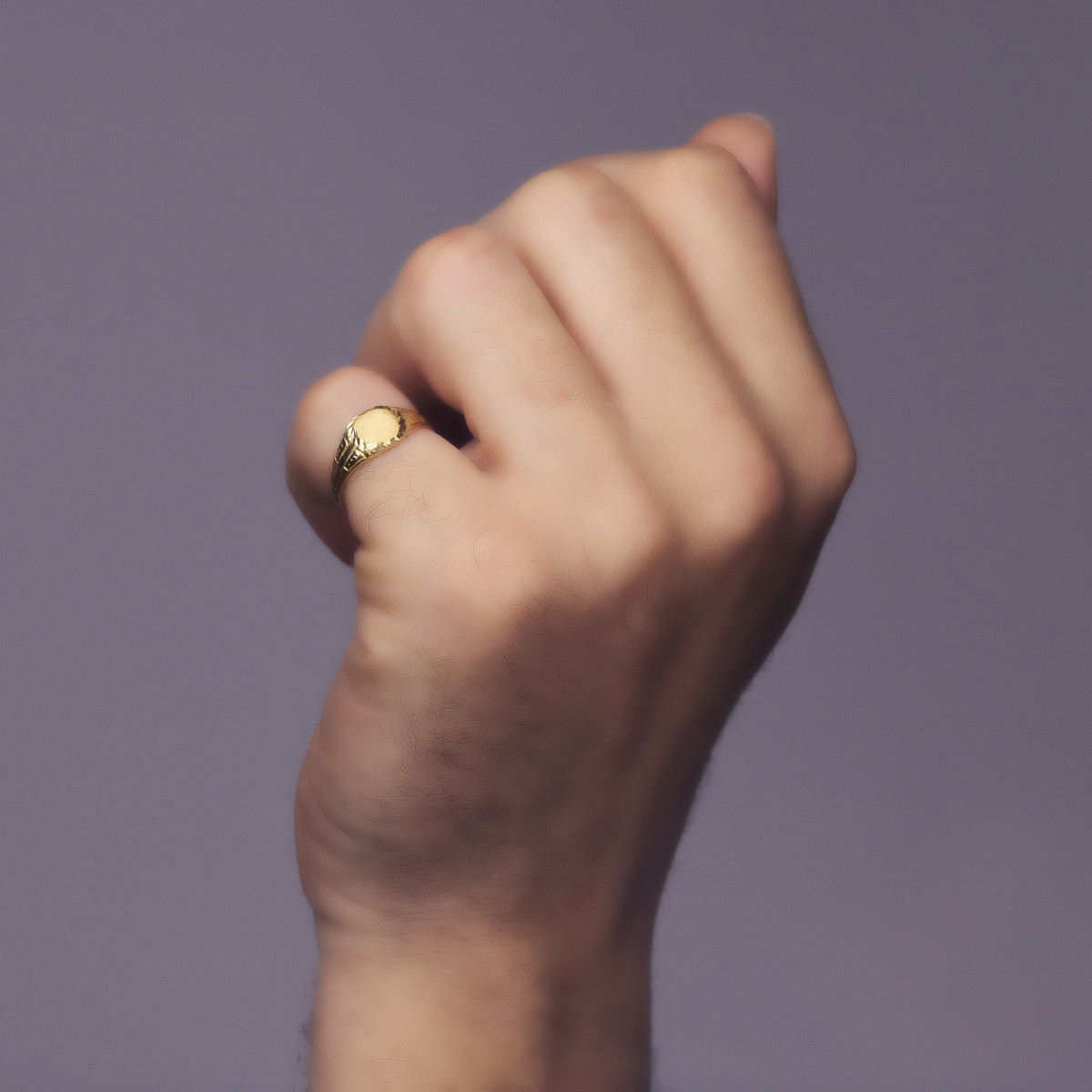 9K SELLO ORO AMARILLO MACIZO TALLADO ZONA GRABADO REDONDA 7 MM