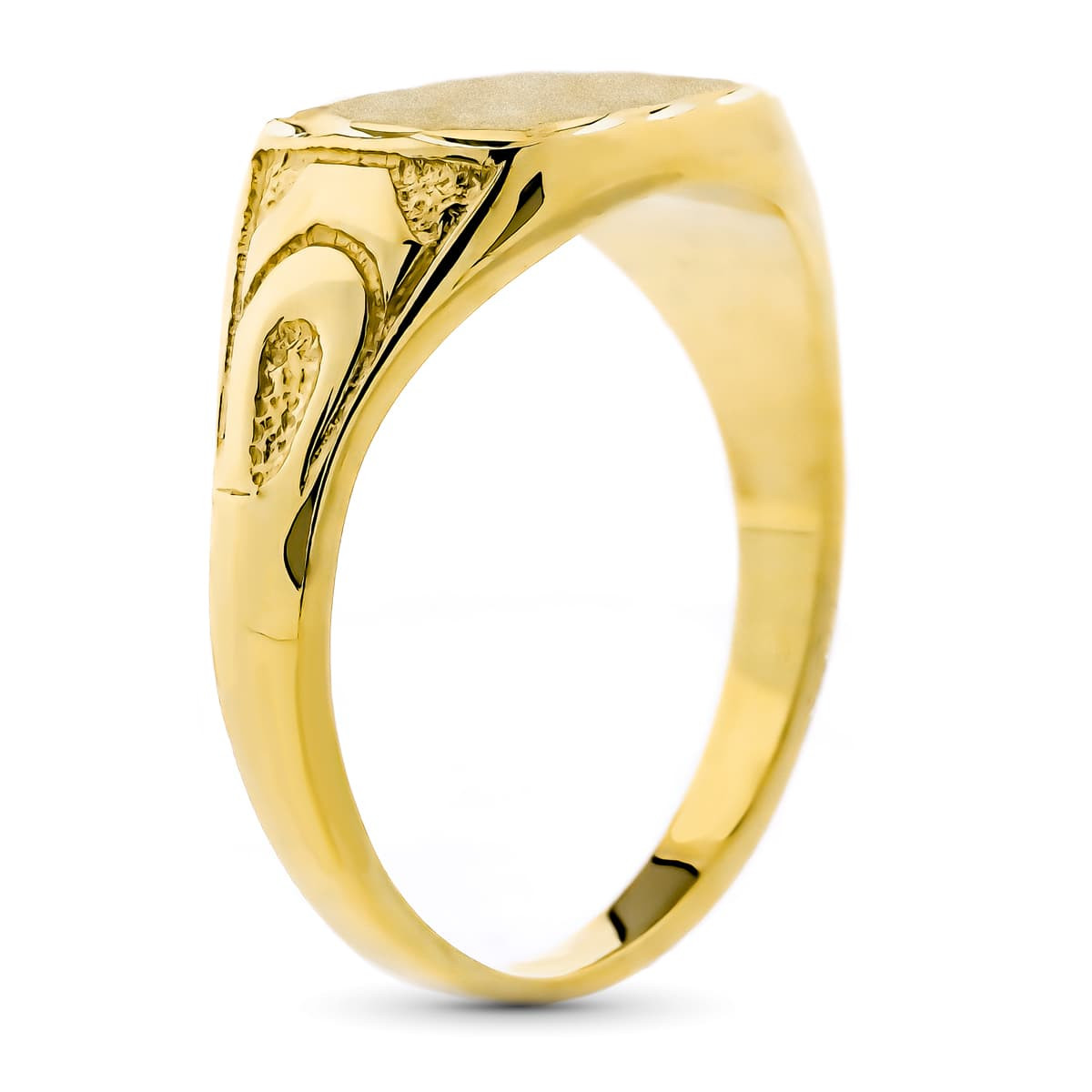 9K SELLO ORO AMARILLO HUECO CADETE TALLADO. ZONA GRABADO: 9X8 MM