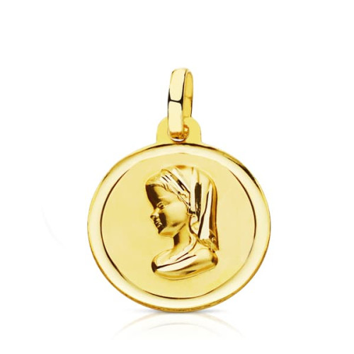 9K MEDALLA ORO AMARILLO VIRGEN NIÑA 16 MM