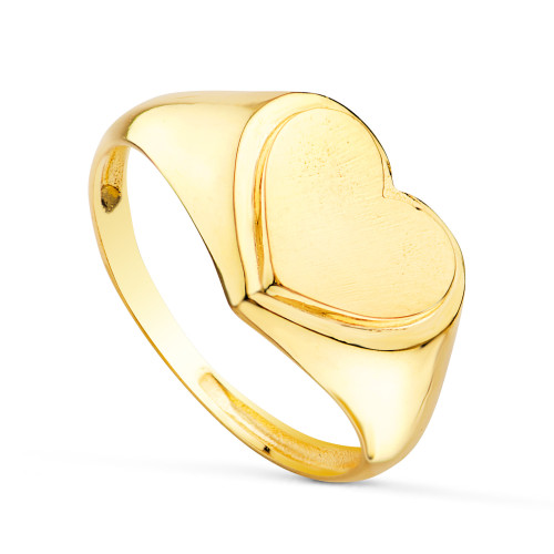 18K SELLO ORO AMARILLO MACIZO FORMA CORAZON. ZONA GRABADO: 11X9 MM
