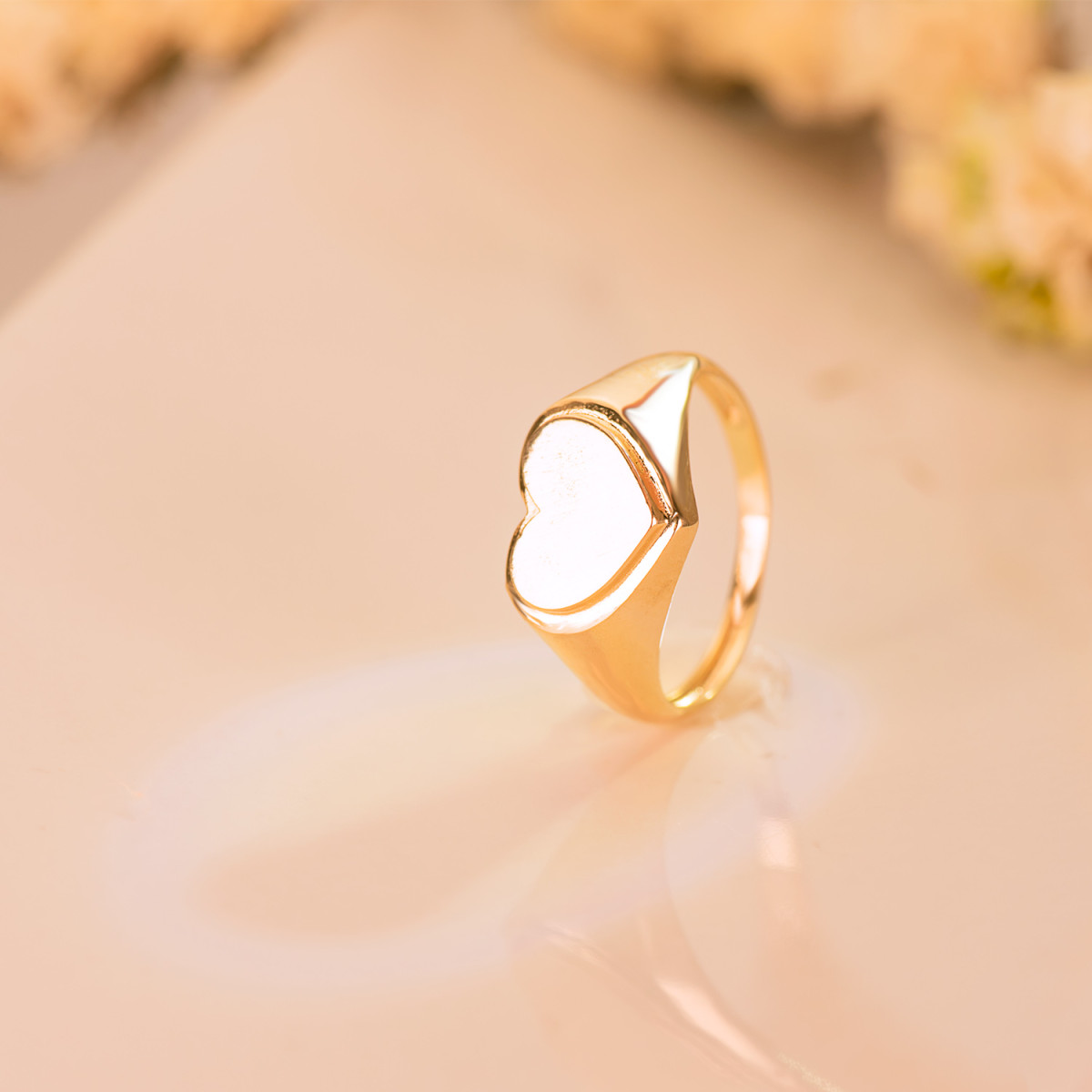 18K SELLO ORO AMARILLO MACIZO FORMA CORAZON. ZONA GRABADO: 11X9 MM