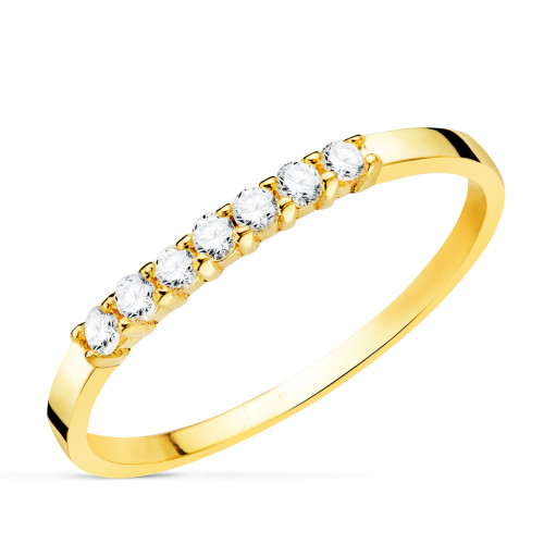 18K SORTIJA ORO AMARILLO 7 DIAMANTES TALLA BRILLANTE 0,160 QTS. SI-H