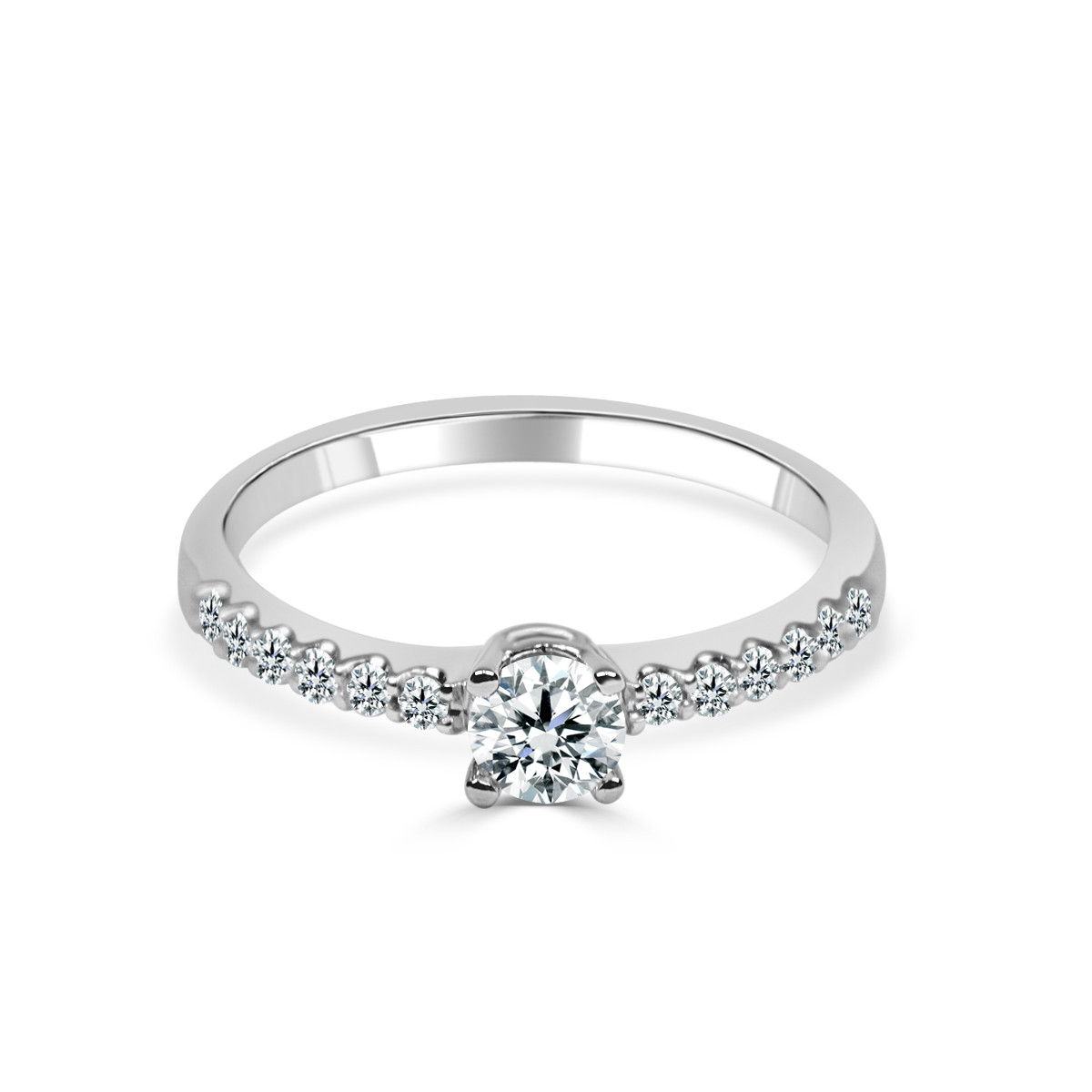 Solitario Oro Blanco con Diamantes Creados en Laboratorio LAB-C030-SOL