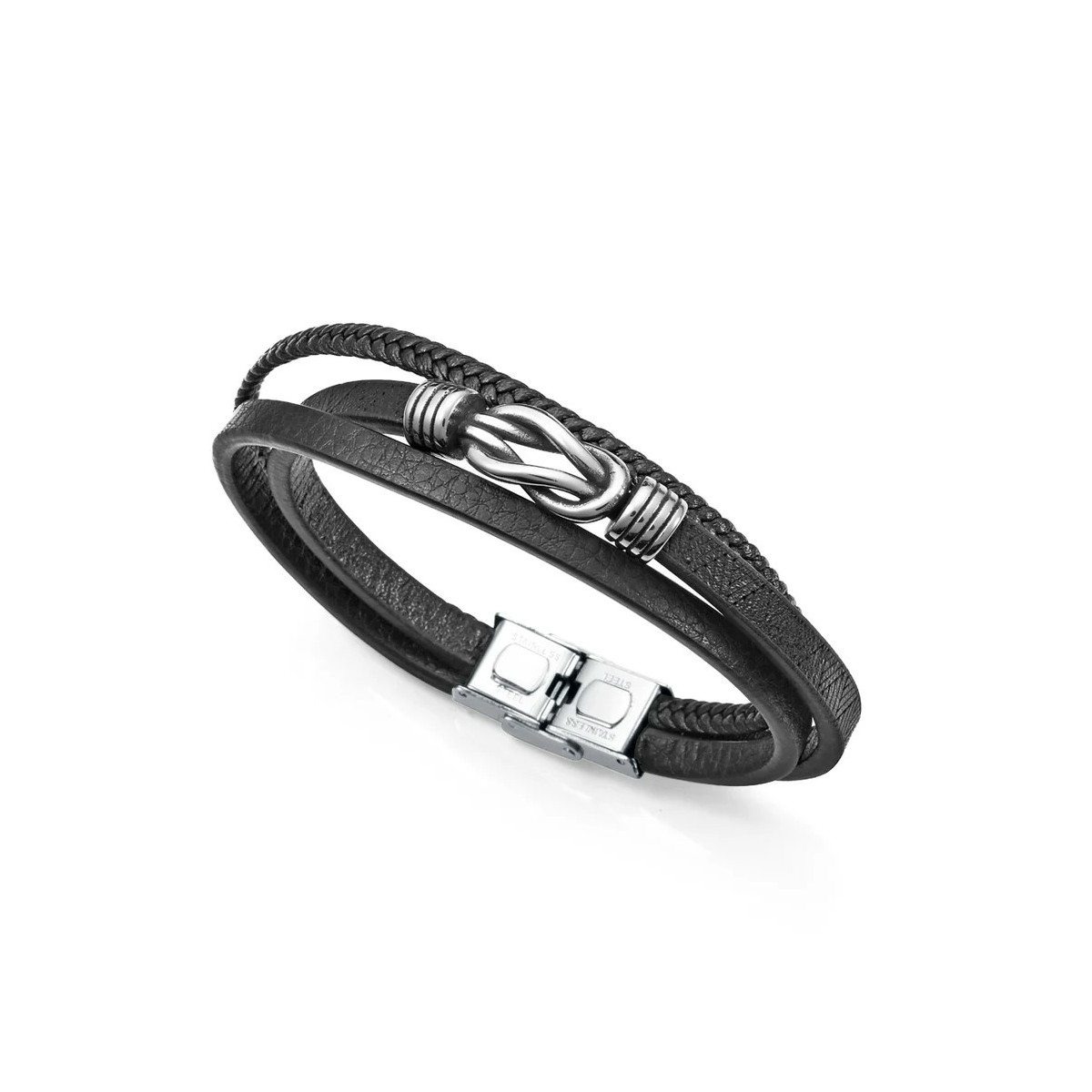 Pulsera Viceroy  Nudo acero y piel negro 14126P01000