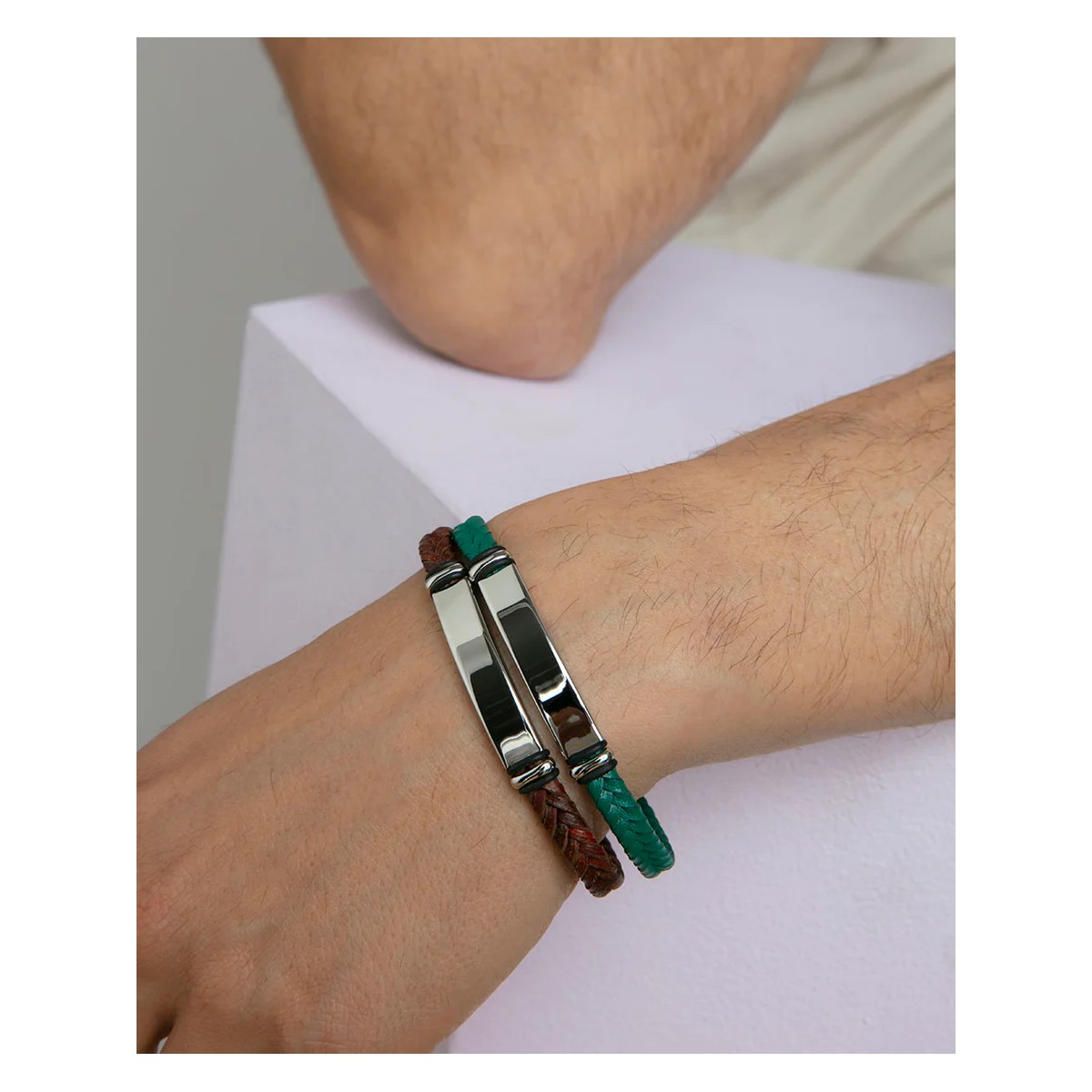 Pulsera Viceroy acero y piel verde 15180P01016