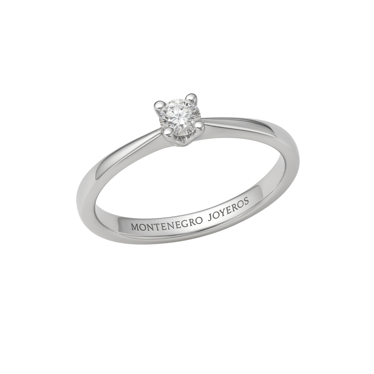 Solitario Oro Blanco con Diamante Creado en Laboratorio – 0,15 ct