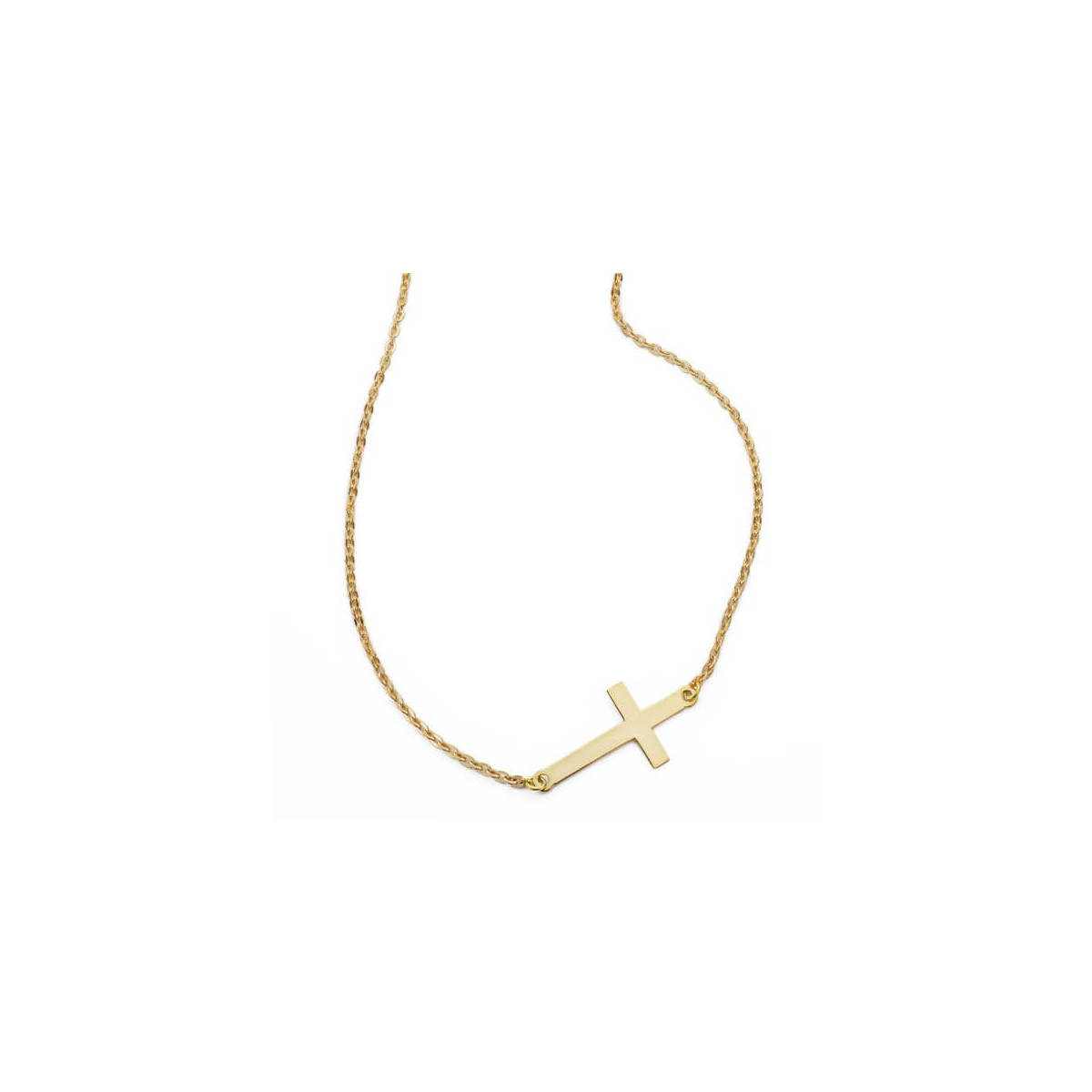 9k GARGANTILLA ORO AMARILLO CON CRUZ 24X12 MM CADENA FORZADA 42CM