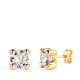 9K PENDIENTES ORO AMARILLO GARRA CUADRADA CIRCONITA 6 MM CIERRE PRESION