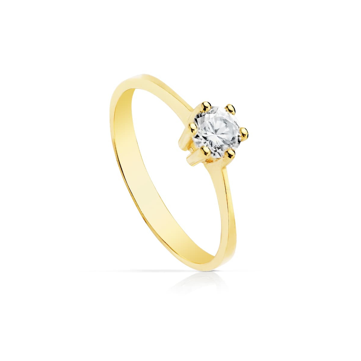 9K SOLITARIO ORO AMARILLO CON CIRCONITA EN 6 GARRAS DE 5 MM
