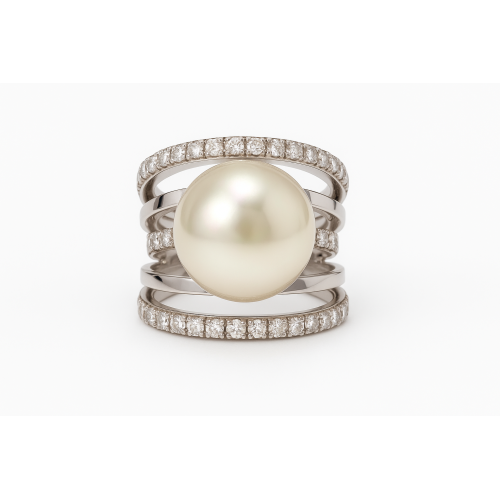 Anillo en Plata con Perla y Circonitas